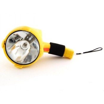 Акумулаторен фенер, удобна гумена ръкохватка, каишка за носене, бутон за блокиране в положение 