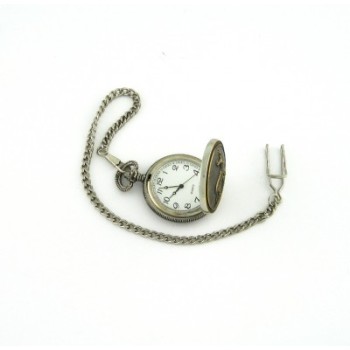 Джобен часовник с капаче и верижка метал - дизайн ловни мотиви