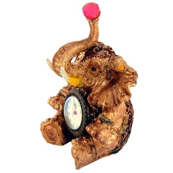 Декоративен керамичен настолен часовник - слон - 27см