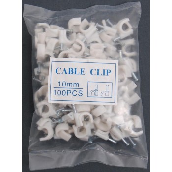 Пластмасови скоби с гвоздей за задържане на кабел - 100бр