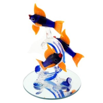 Декоративна стъклена фигурка - рибки - 10см