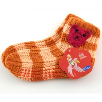 Плетени чорапки с декорация и гумирана подметка