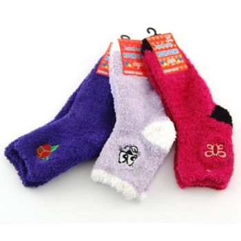 Цветни зимни чорапи от полар с декорация