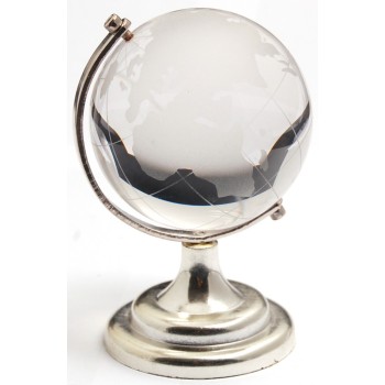 Декоративен глобус от стъкло със сребриста поставка