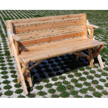 Мултифункционална градинска мебел - сгъваема дървена маса с пейки, трансформираща се в пейка