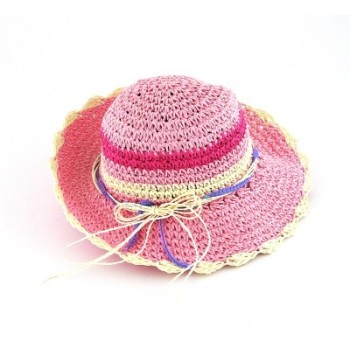 Красива лятна плетена шапка с панделка