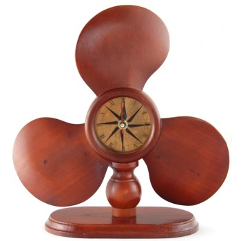 Сувенирен настолен часовник - перка на кораб - дърво - 32см
