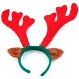 Коледна диадема еленови рога в зелено и червено, с ушички