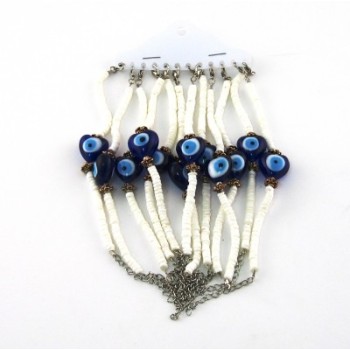 Сувенир стъклено синьо око - седефена гривна с метална закопчалка