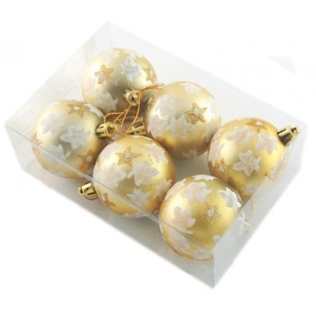 Цветни коледни топки за окачване на елха с красиви декорации в бяло и златисто
