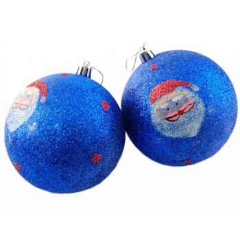 Коледен комплект топки за окачване на елха с цветна щампа -  Дядо Коледа