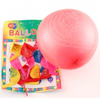 12 броя цветни балони с рисунка свирещи