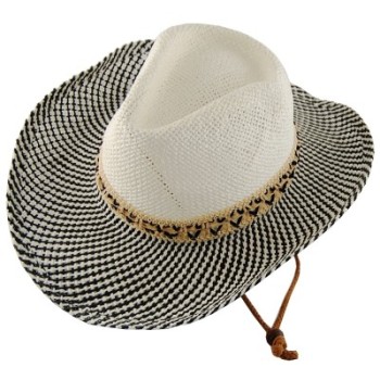 Лятна плетена шапка с регулиращи връзки и декоративен текстилен кант