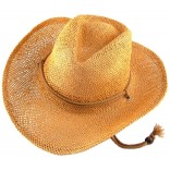 Лятна плетена  шапка с регулиращи връзки и декоративен кант