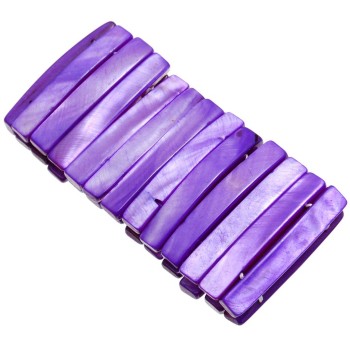 Гривна от плочки седеф на ластична основа - лилава