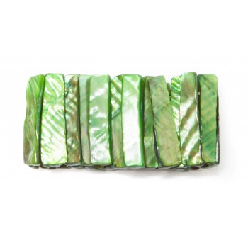 Гривна от плочки седеф на ластична основа - зелена
