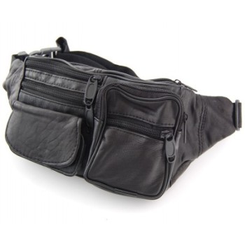 Мъжка чанта - еко кожа за кръст, с регулируем колан, джобове и цип
