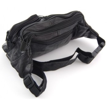 Мъжка чанта - еко кожа за кръст, с регулируем колан, джобове и цип