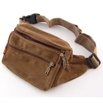 Мъжка чанта текстил за кръст, с регулируем колан, джобове и цип