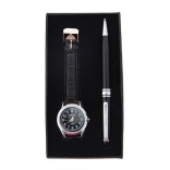Луксозен подаръчен комплект, включващ химикал и мъжки часовник