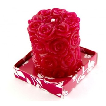 Ароматна свещ - форма цилиндър с рози размер 7х6см