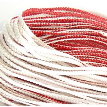 Материали за мартеници - еко кожа двустранна оплетка бяло и червено