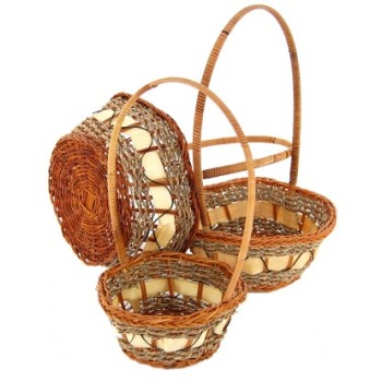 Комплект от три броя декоративни плетени кошнички