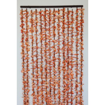 Завеса за врата от 14 ресни декорирани с изкуствени цветя - оранжеви