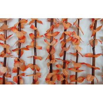 Завеса за врата от 14 ресни декорирани с изкуствени цветя - оранжеви