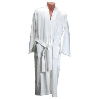 Елегантен халат в бяло за баня от памук