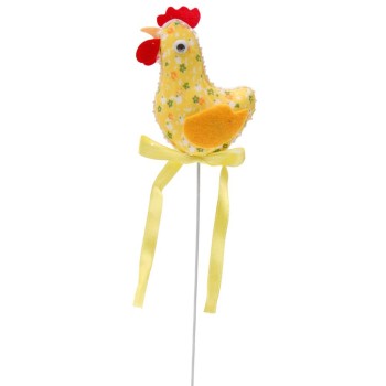 Декоративни Великденско пиленце от плат на метелен постамент - 25см