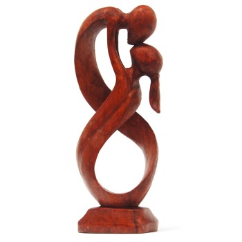 Красива дървена фигурка на стилизирани преплетени мъж и жена - висока 30 см