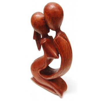 Ръчно изработена индонезийска дървена фигура на мъж и жена - висока 30 см