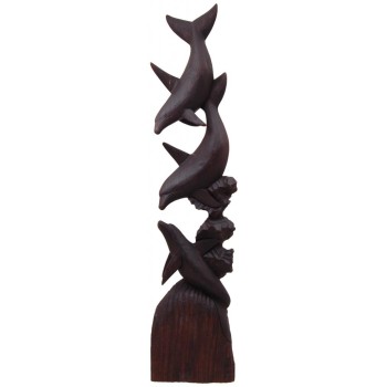 Ръчно изработена дървена фигура - делфини