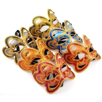 Декоративна маска - тип домино с връзки, декориран с цветен камък
