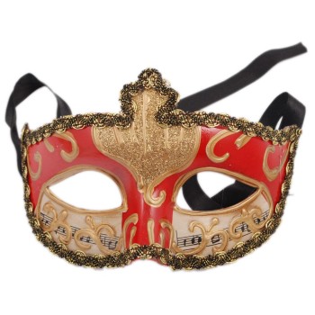 Декоративна маска - тип домино с връзки, декорирано със златисти орнаменти