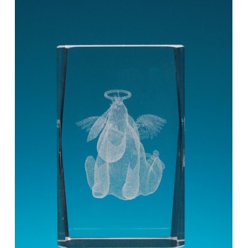 Безцветен стъклен куб с триизмерно гравиран Йори