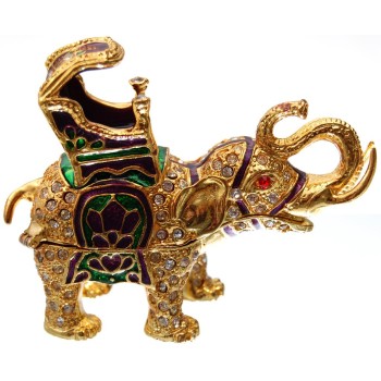 Декоративна метална кутийка за бижута - Слон със седло - стол