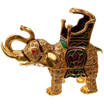 Декоративна метална кутийка за бижута - Слон със седло - стол