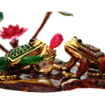 Декоративна метална кутийка за бижута - две жабки