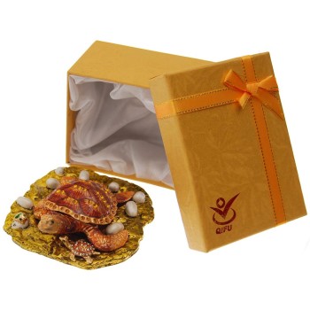 Декоративна метална кутийка за бижута - красива костенурка с две малки кустенурки