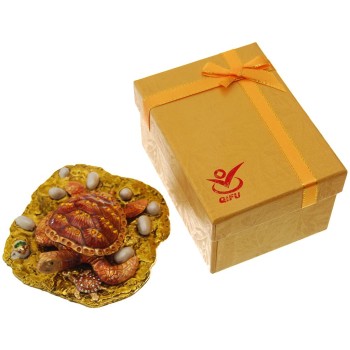 Декоративна метална кутийка за бижута - красива костенурка с две малки кустенурки