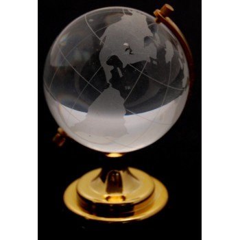 Декоративен глобус от стъкло със златиста поставка