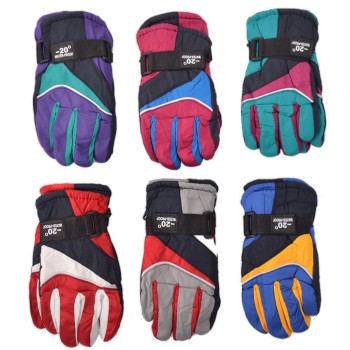 Малки спортни скиорски ръкавици от импрегнирана материя с текстилни маншети и регулатор за широчина на китката
