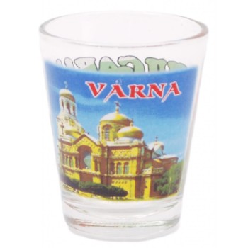 Комплект четири броя сувенирни стъклени чаши с декорация - Варна