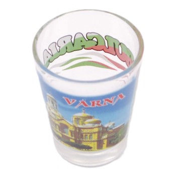 Комплект четири броя сувенирни стъклени чаши с декорация - Варна