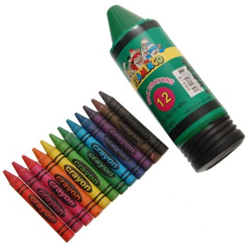 Комплект от 12броя цветни пастели в забавна PVC кутия
