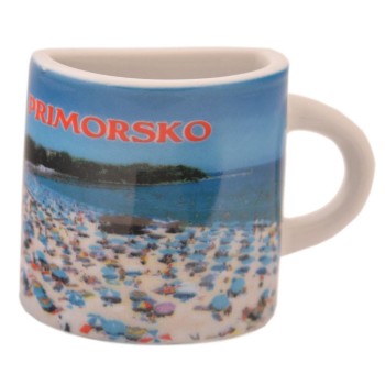 Сувенирна чаша с магнит, гравирана с плажа в Приморско