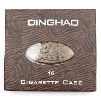 Стилна метална табакера с релефна фигура за 16 цигари