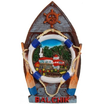 Декоративна релефна фигурка с магнит - лодка - двореца в Балчик
